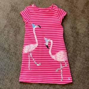 Joules Girls Striped Flamingo Dress